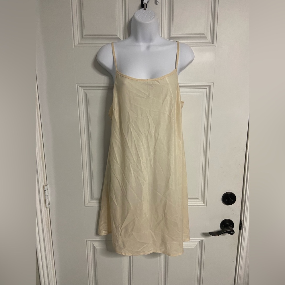 D1- VINTAGE Beige Sheer Night Slip Dress